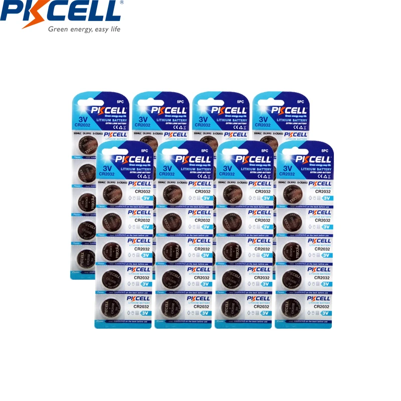 

40PCS PKCELL cr2032 3v batteries BR2032 DL2032 ECR2032 Cell Coin Lithium Battery 3V CR 2032 pilepilas CR2032 Button Batteries