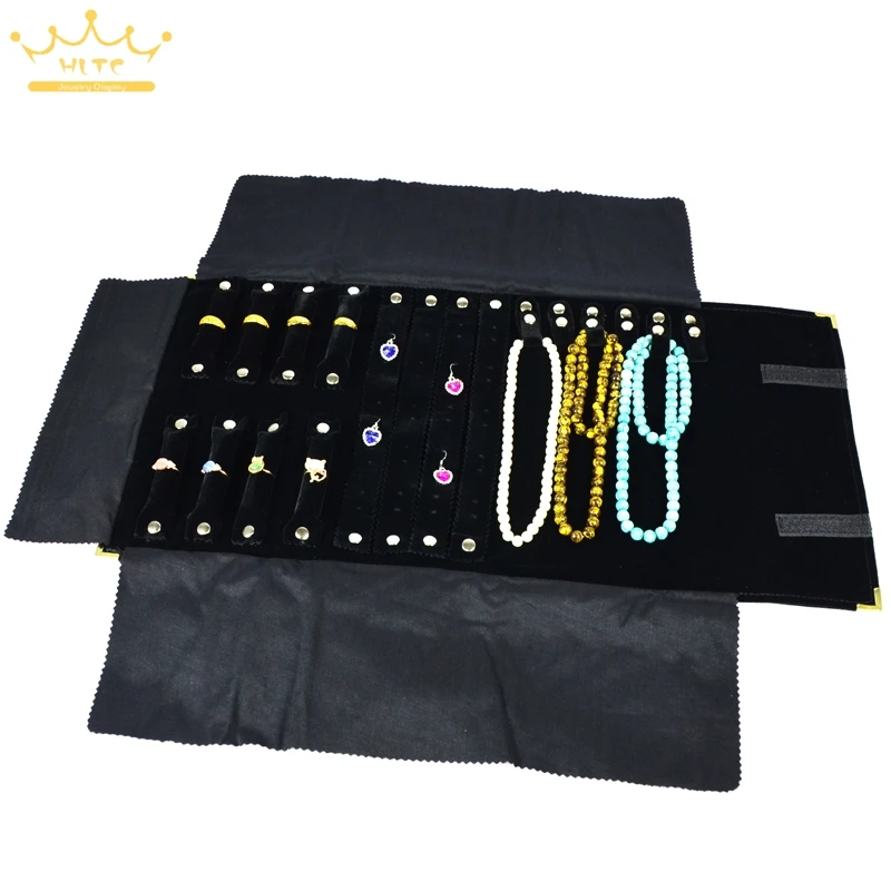 Newest High Quantity Jewelry Roll Bag Metal Corner Necklace Ring Earrings Storage Bags Jewelry Orgainzer Box