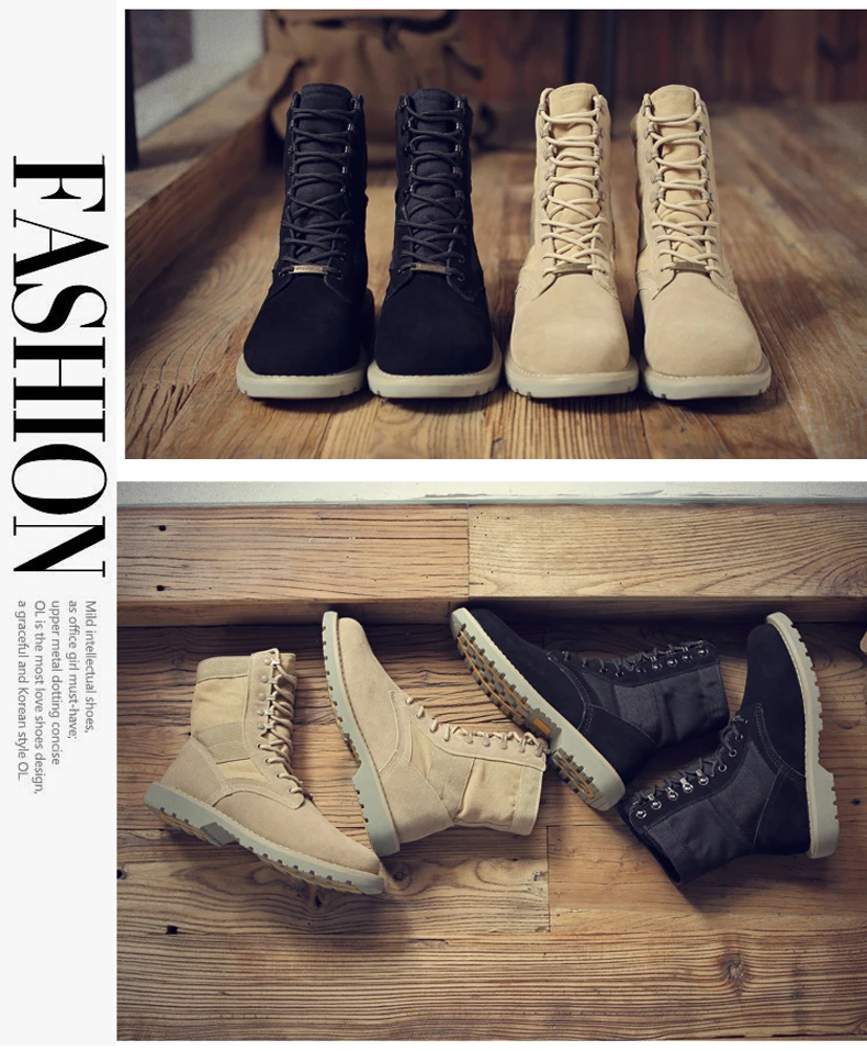 Men's Boots' Mens Ankle Desert Boot Winter Round Toe Ankle Snow Boots Men Shoes Leather Military Boots Men Combat Lace-Up Size 9 (5)
