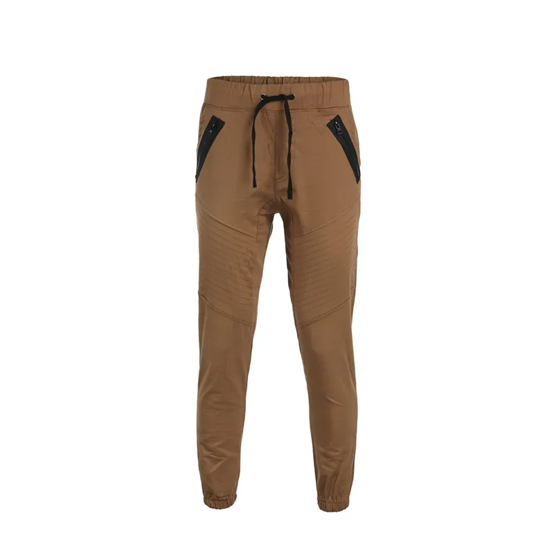 Мужские Длинные повседневные эластичные брюки, облегающие брюки-карандаш для бега, спортивные штаны, мужские длинные штаны - Цвет: Хаки