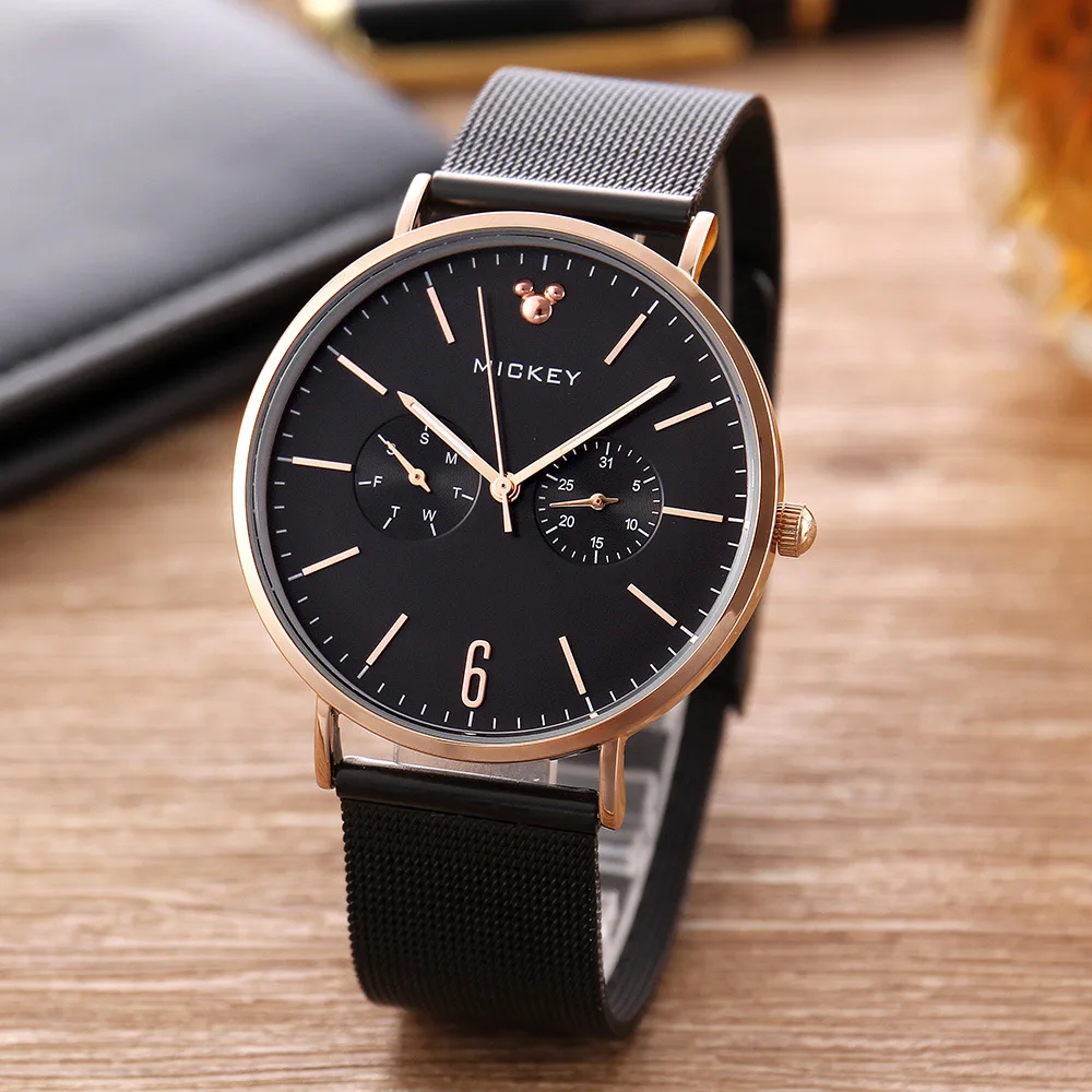 

Original Disney Women Bracelet Steel Mesh Band Quartz Watches Woman Fashion Luxury Quality Wristwatches Mickey Brand Clock