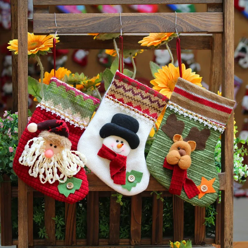 

Christmas Santa Claus Snowman Elk Stocking Kids Gift Bag Christmas Tree Hanging Decor Xmas Party Home Decorative Ornaments