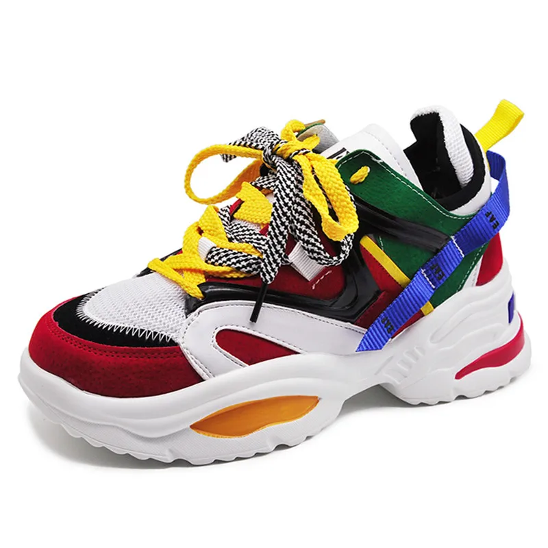 Plus Size 42 43 Trendy Women Sneakers Thick Sole Ladies Platform Shoes Chunky Dad Sneakers Chaussures Femme Buty Damskie