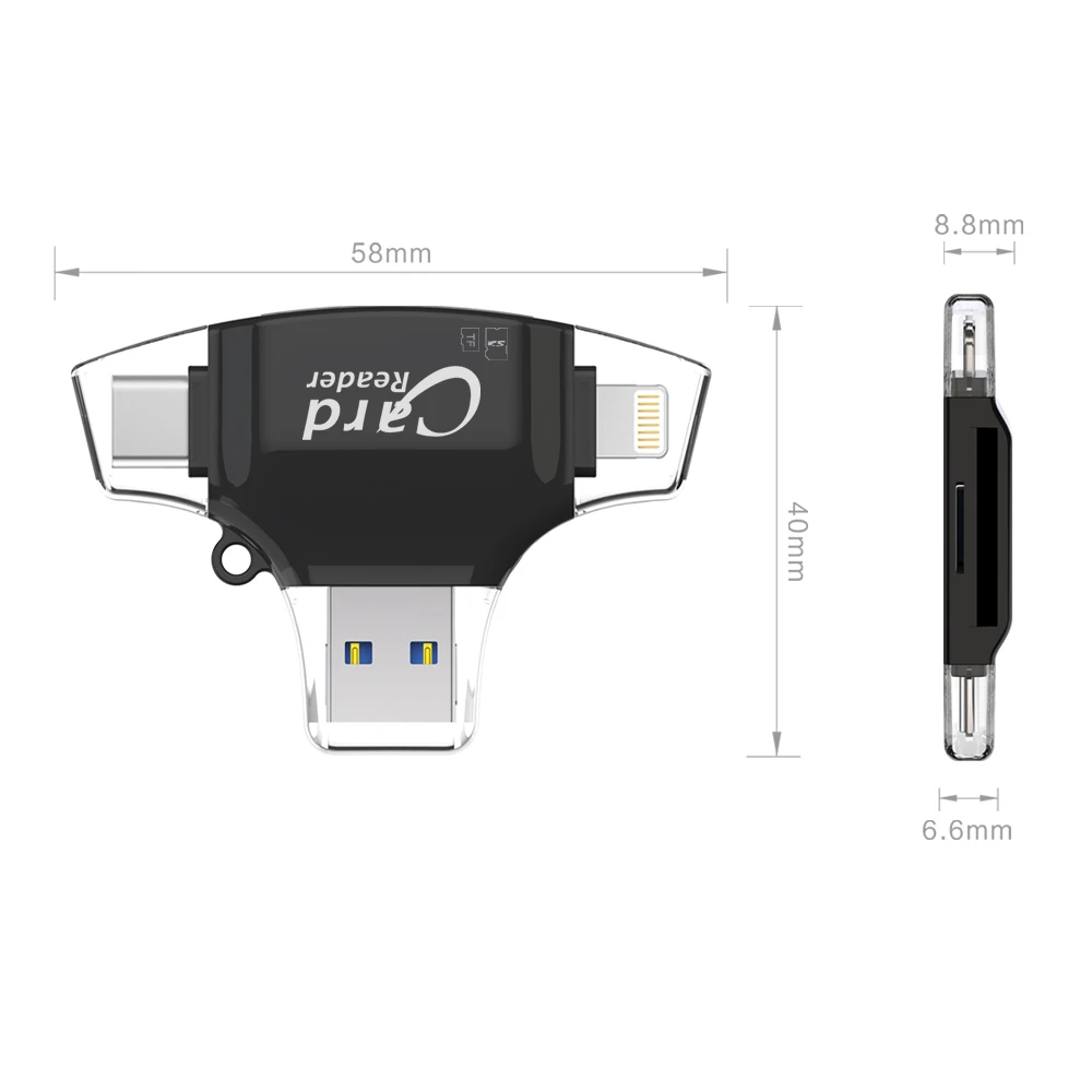 Мульти в 1 SD TF кардридер iOS Type C USB Android мульти система совместимый адаптер для iPhone