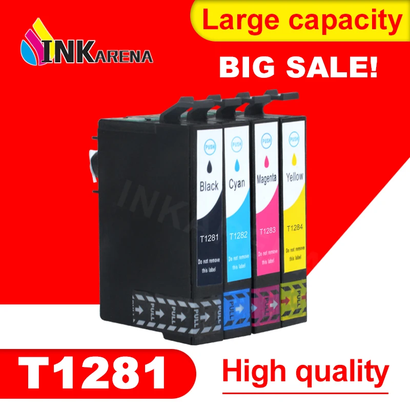 

4PCS for Epson T1281 T1282 T1283 T1284 Ink Cartridge for EPSON stylus SX125 SX235W SX435W SX425W BX305F BX305FW Printer Full Ink