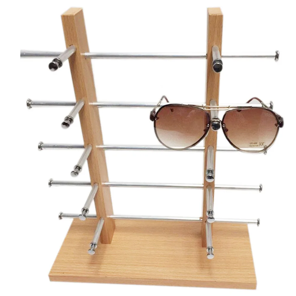 2 ряда 4 слоя деревянный дисплей рамка держатель для солнцезащитных очков стеклянные ювелирные украшения различные очки Подставка-Дисплей Полка Органайзер