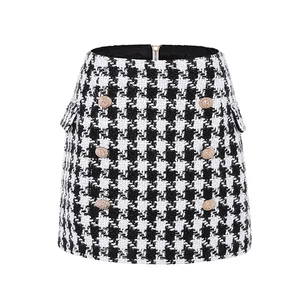 Winter Skirt Women Mini Tweed Skirt Slim Fit Female Fashion Vintage Skirt Above Knee Street Wear