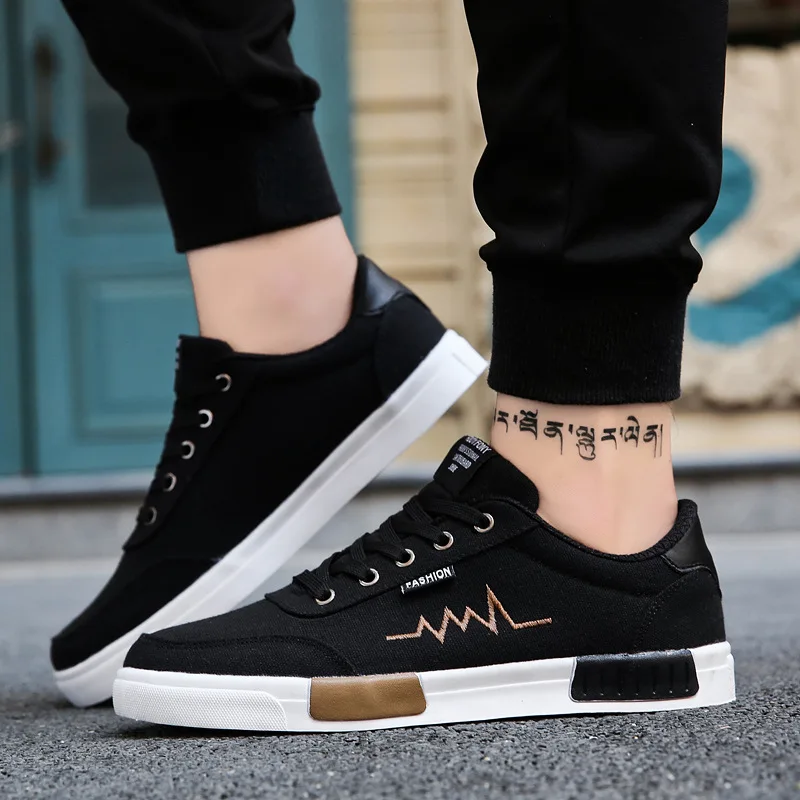 

New autumn Spring Summer Canvas Shoes Men Sneakers Low top Black Shoes Men's Casual Shoes Male Brand Fashion Sneakers EUR38