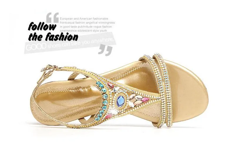 BEYARNE New Genuine Leather Rhinestone Gold Buckle Fashion Mid Heel Summer Shoes Girl Female Lady Women Sandals