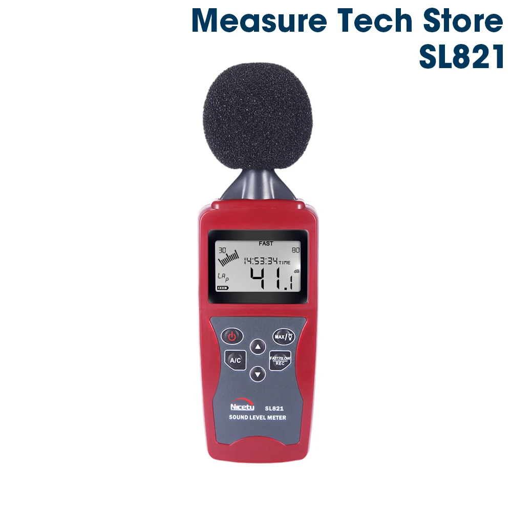 

Nicetymeter SL821 30-130dBA Portable Digital Sound Noise Audio Level Meter Measuring Decibel Pressure Logger Tester Monitor