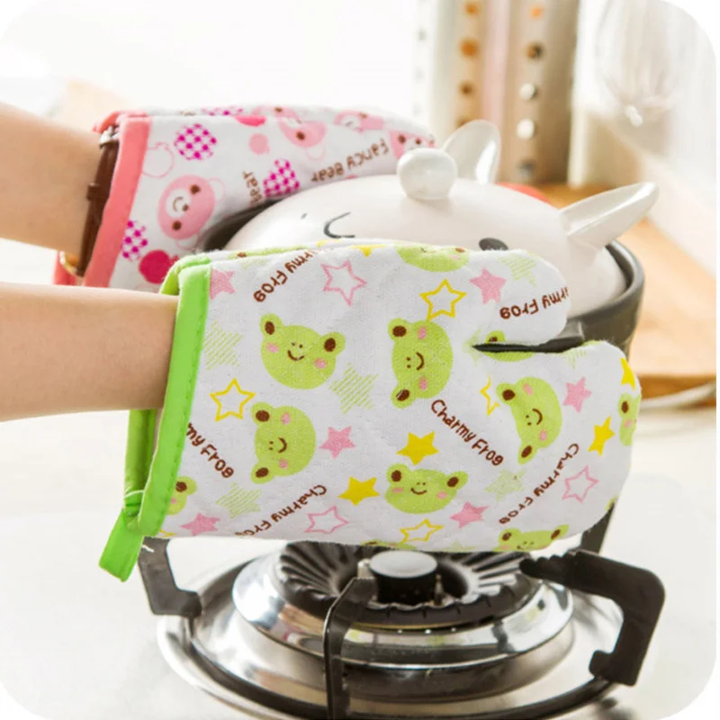 

1 Pair Of Cute Cartoon Animals Insulated Cotton Gloves Hot Insulation Oven Microwave Oven Barbecue Kitchen Tools Household Items