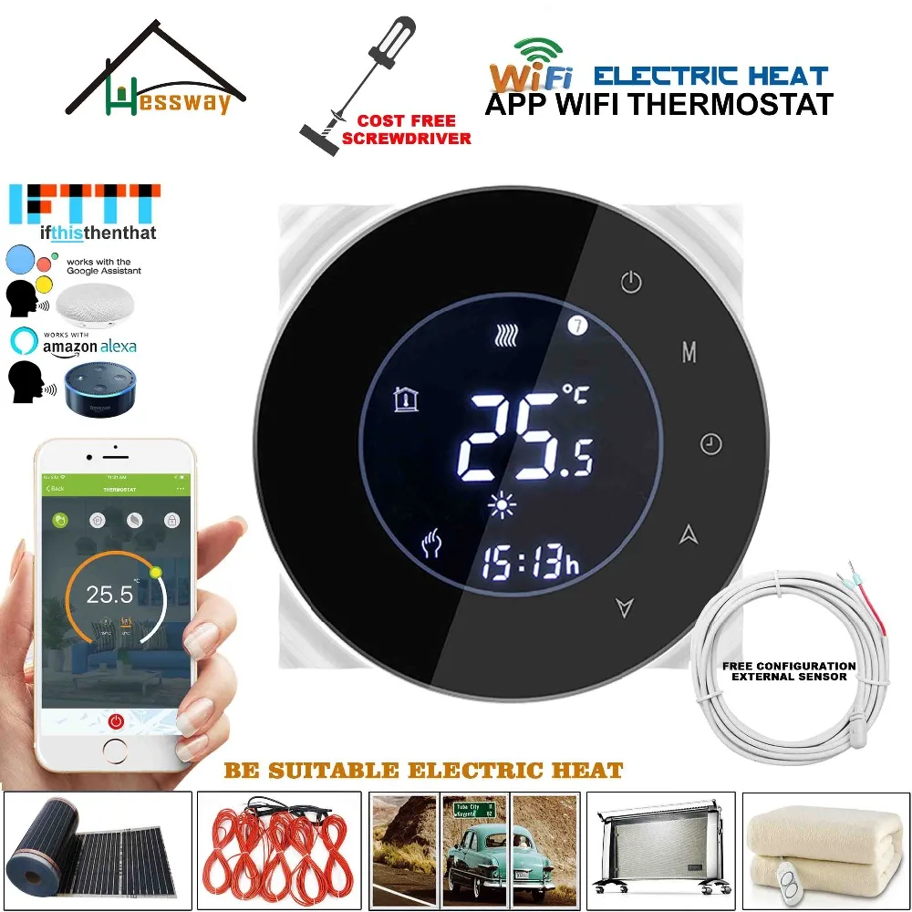  EU 16A 250V thermoregulator touch screen heating thermostat circular WIFI heating machine voice int