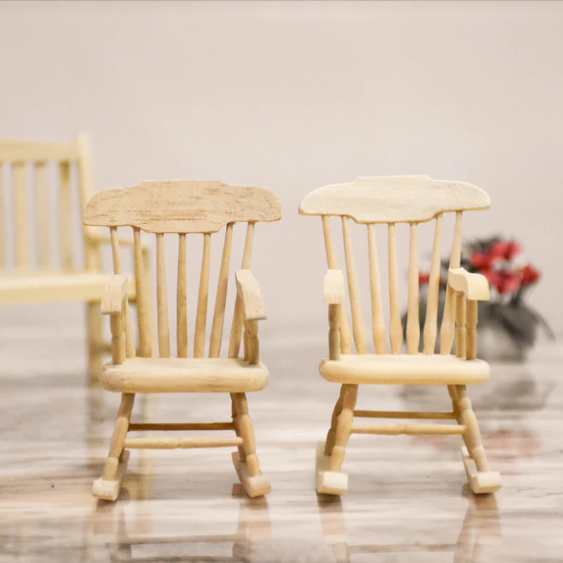 2pcs/lot 1:12 wooden furniture toy miniature rocking chair pretend play toys for Dolls house mini chair for girls children kids 2pcs/lot 1:12 wooden furniture toy miniature rocking chair pretend play toys for Dolls house mini chair for girls children kids