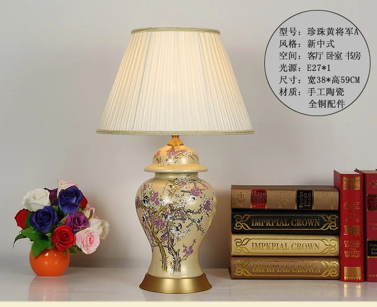 Vintage chinese bedroom living room wedding table lamp Jingdezhen porcelain ceramic table lamp art table lamp for working (14)