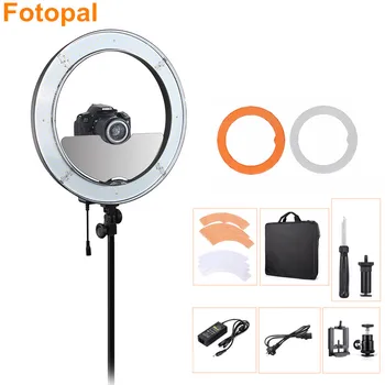 

Fotopal 18" 55W Dimmable Led Photographic Light Photo Studio Phone Video Camera Ring Lighting Kit Annular Lamp 480 with Mirror