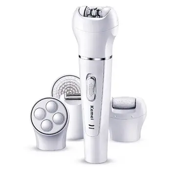

Kemei KM-2199 5-in-1 Electric Hair Remover Trimmer Wet and Dry Rechargeable Lady Shaver Epilator Facial Massage Tool Kit with