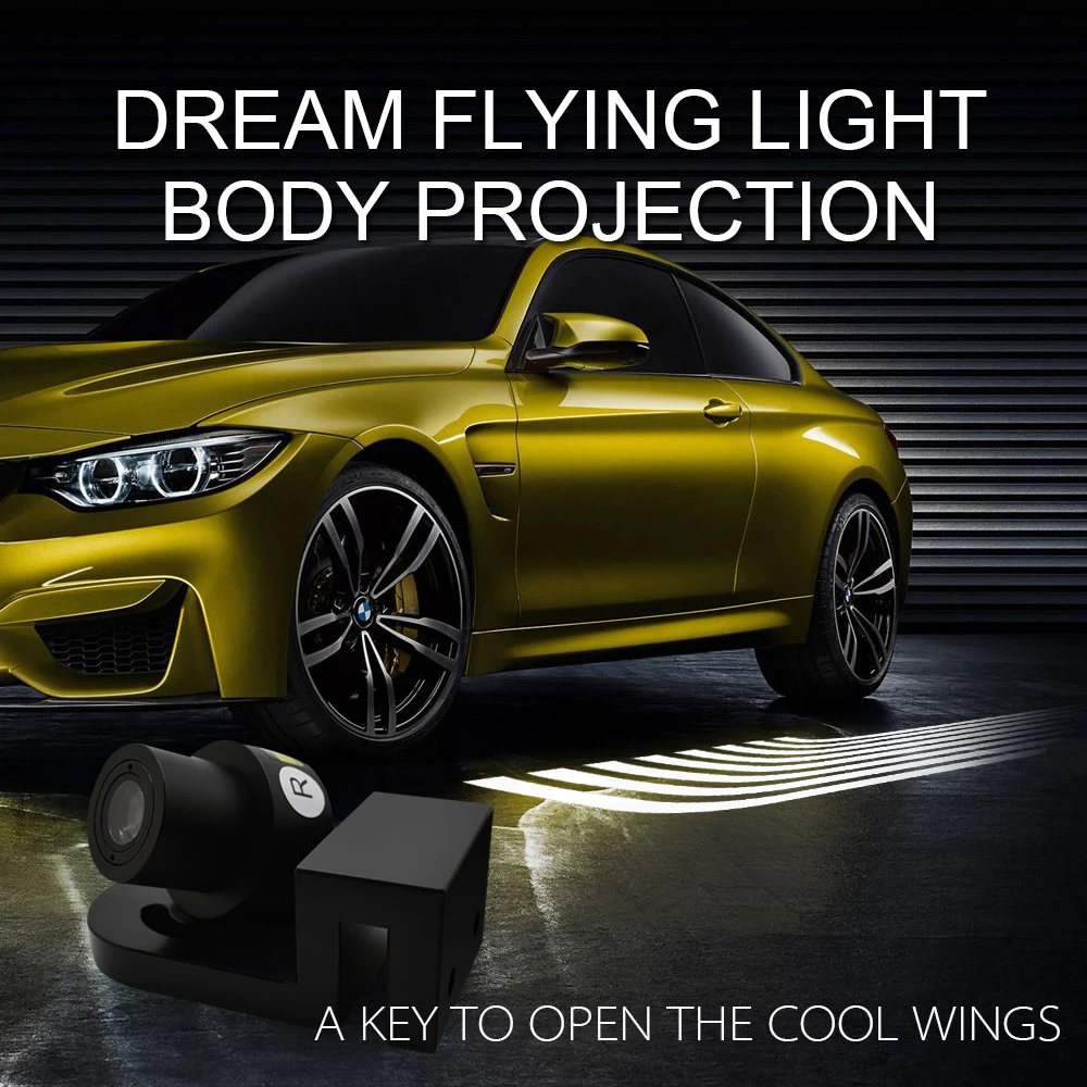 

FSTUNING Car LED Door Warning Light Lamp Angel Wings Shadow Light Projector aluminum 5W for Audi BMW Toyota Volkswagen KIA