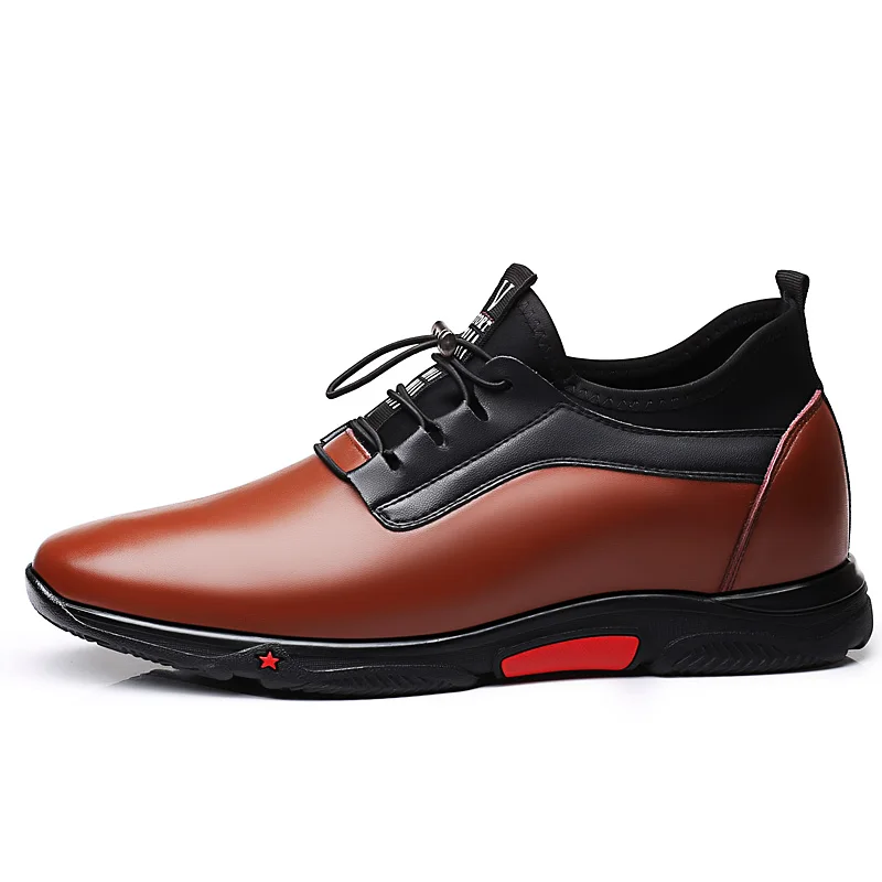 Новая трендовая мужская повседневная обувь из натуральной кожи; модная мужская обувь на шнуровке; удобная обувь для отдыха, визуально увеличивающая рост; DA0007