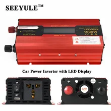 1pc SEEYULE 1000W Car Power Inverter Adapter Converter with LED Display DC 12V 24V to AC 110V / 220V USB Charger for Laptop Fan