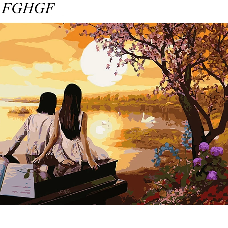 FGHGF Realx Girls DIY Painting By Numbers Hand Painted Modern Wall Art Canvas For Living Room Unique |