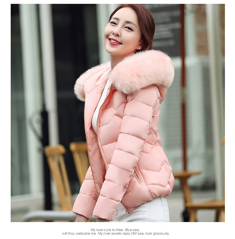 Женская зимняя куртка с капюшоном размера плюс с меховым воротником, теплая Толстая парка с хлопковой подкладкой, модное женское пальто Y16