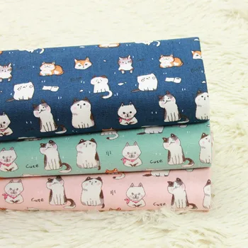

half yard thicken cotton fabric with cartoon cat print, handmade DIY bag mouth gold package cloth 100% cotton B307