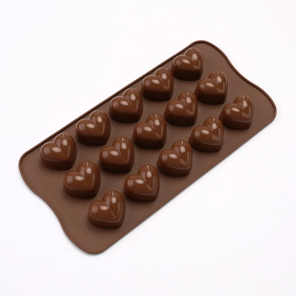 

15 heart-shaped chocolate cake mold creative chocolate ice grid mold cake pastry biscuits home baking mold silicone mold