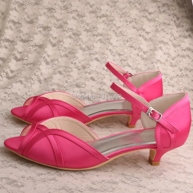 Темно-розовые свадебные вечерние туфли; летние женские босоножки на низком каблуке с ремешком на щиколотке