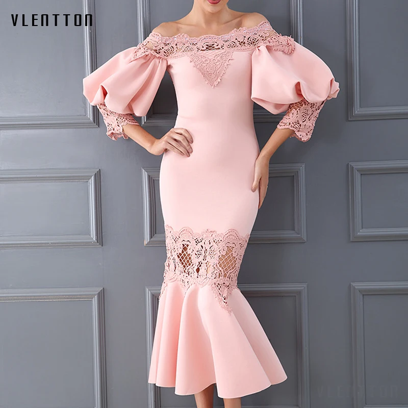 

Summer Dress Women Elegant Lantern Sleeve Sexy Off Shoulder Sheath Fashion Slim Casual Party Club Bodycon Dress