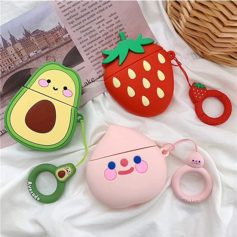 

Cute 3D Fruit Strawberry Cherry Silicone Case for Apple Airpods Accessories Bluetooth Earphone Protective Cover Headset Box Bag