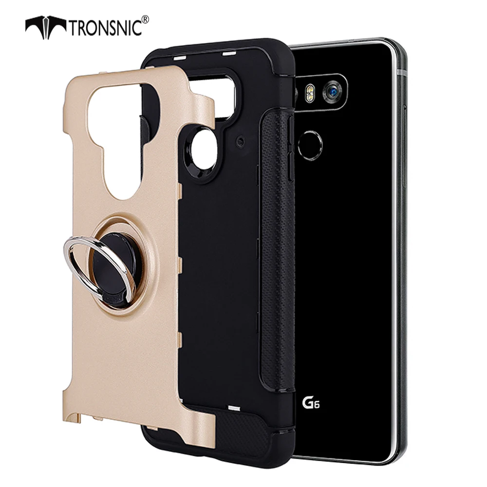 Tronsnic чехол для телефона для LG G6 из углеродного волокна матовый провод силиконовый чехол для LG G6 360 вращающееся кольцо держатель Магнитная поглощающая крышка