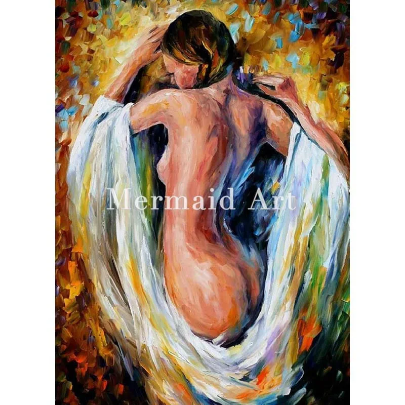 

Hand Painted Oil Painting Naked Modest Girl On Canvas For Abstract Palette Knife Painting Living Room Wall Decor Artwork Fine