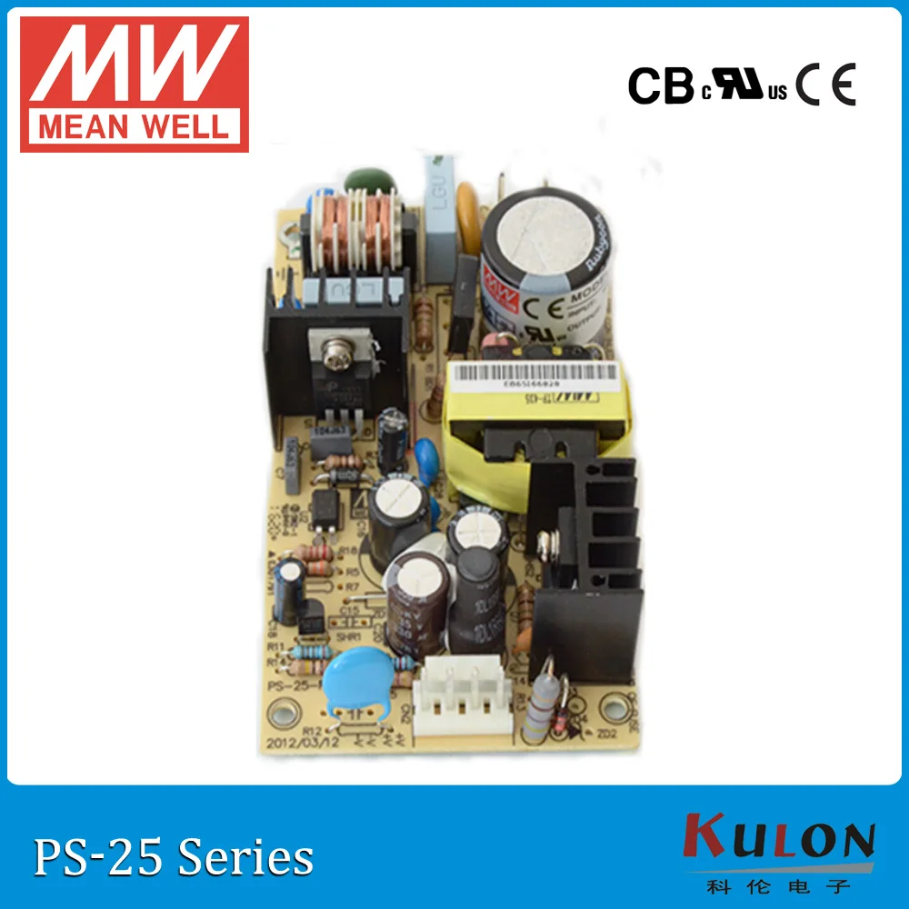 Оригинал MEAN WELL PS 25 5 одиночный выход 5В 5А Вт открытая рамка Meanwell источник питания