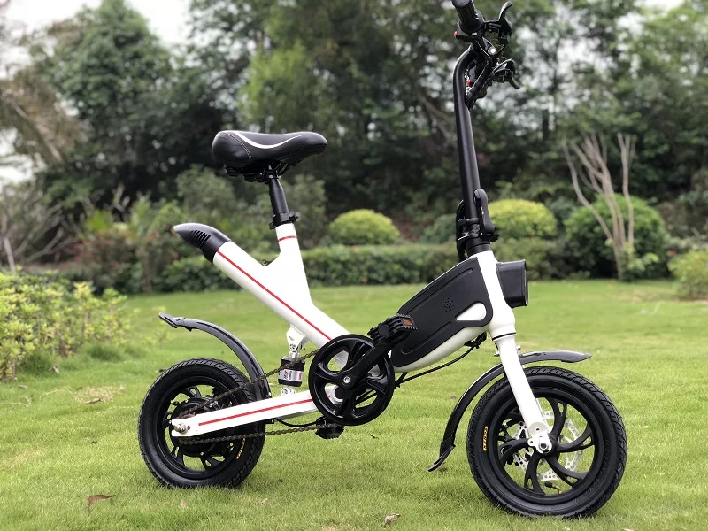 Perfect OUXI Mini Type Electric Bicycle 12 Inch Wheels Foldable 350W Power Battery Ebike Dual Disc Brake Electric Bike 18