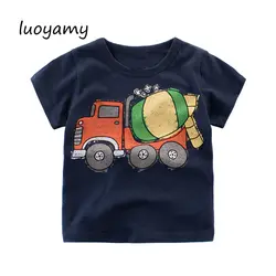 Luoyamy/Новинка 2018 года, футболка с рисунком для мальчиков и девочек, футболка с короткими рукавами из 100% хлопка, Детская летняя футболка, Топы