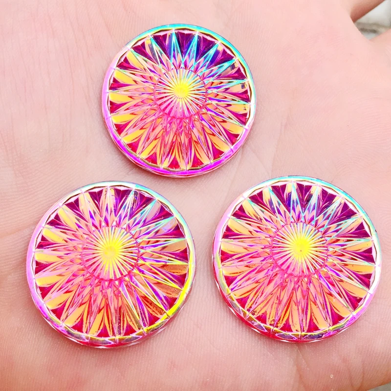 

32pcs 30mm Resin Rhinestones For Handmade Jewelry AB Flatback Cabochon -E794
