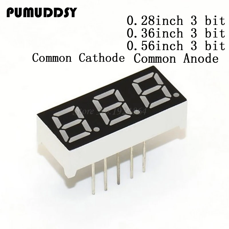 5Pcs Red 7-Segment 3-Bit 0.56/" LED Digital Display Tube Common Anode