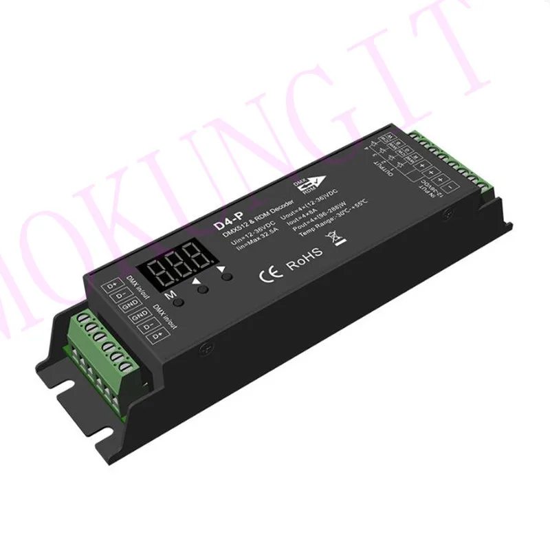 4CH* 8A 12-36VDC CV DMX декодер D4-P постоянное напряжение 4 канала DMX512 декодер терминал интерфейс высокая мощность RGB RGBW декодер