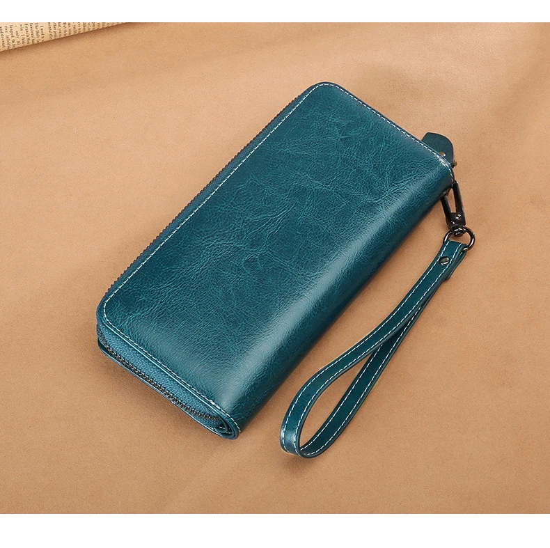 SENDEFN женский кожаный кошелек с перфорацией, Женский Длинный дизайнерский кошелек на молнии с ремешком, разноцветный, 5197-6