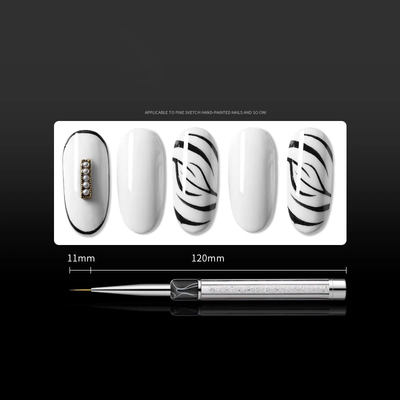 ViiNuro кисть для маникюра 5 размеров кончик Гелевая Кисть для рисования на ногтях Professional Nail Акриловая кисть для ногтей кисти для маникюра инструменты для рисования - Цвет: 11mm