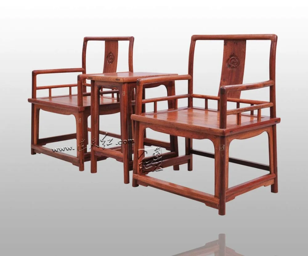 Furniture 3 Sets Asian China Retro Living Rome Coffee Fitment TWO Chair and ONE Tea Table Solid Wood Oriental Classical Rosewood