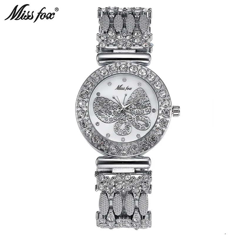 

Miss Fox Brand Butterfly Women Watch Luxury Waterproof Full Diamond Timepiece Women Steel Mesh Quartz Watch relojes mujer