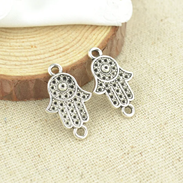 

High quality 25 pcs metal antique silver Plated hand charms for DIY jewelry making 24*15mm 2427