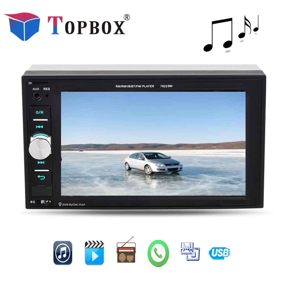 

Topbox 2Din Car Radio Stereo Radio 6.2" Bluetooth Touch Screen USB MP5 Android phone with Rear camera Auto stereo Mirror Link