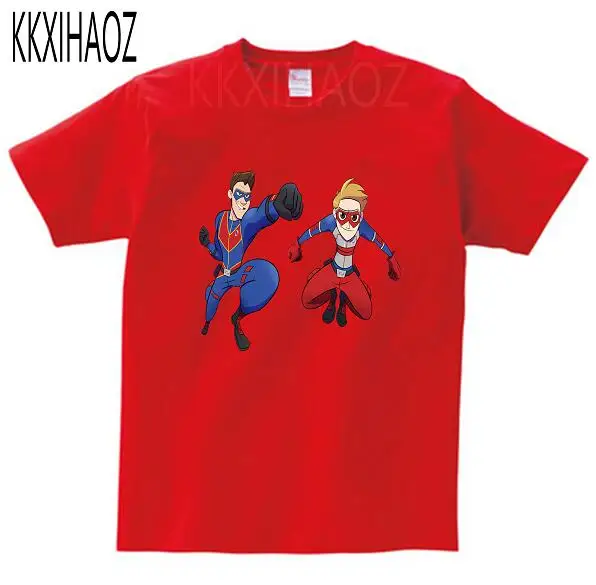 Футболка с принтом «Henry Danger» футболка для мальчиков детская футболка с принтом «Danger» летняя футболка с принтом «Big Man» забавная хлопковая футболка с короткими рукавами - Цвет: red childreT-shirt