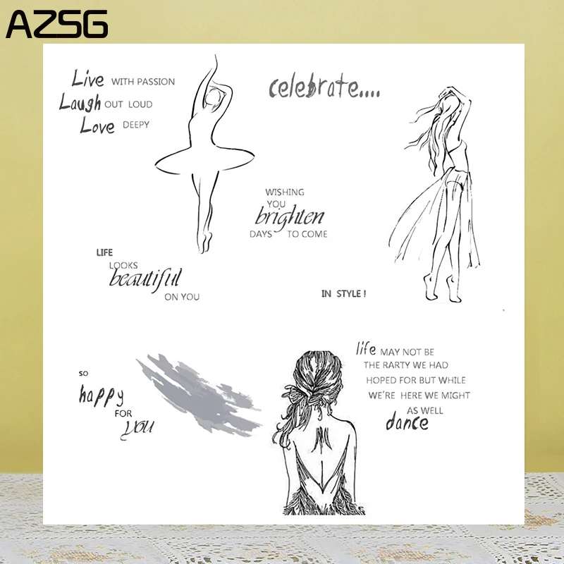 

AZSG Fashion Girl / Charming Dancer Clear Stamps/Seals For DIY Scrapbooking/Card Making/Album Decorative Silicone Stamp Crafts