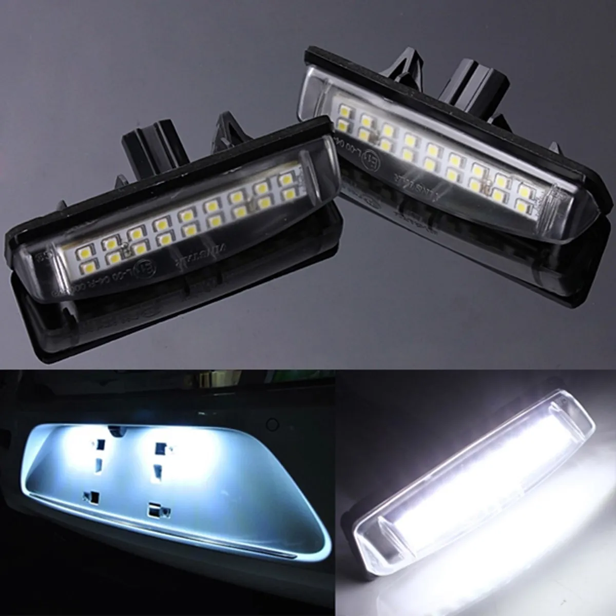 2X White Car LED License Plate Lights 12V Number Plate Lamp No Error