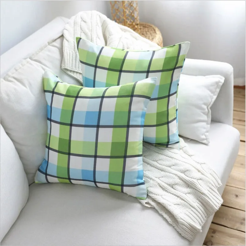 

New Waterproof Mediterranean Blue Plaid Pillow Case 45x45cm Decorative Pillow Case Without Core For Home Accept Drop Shipping