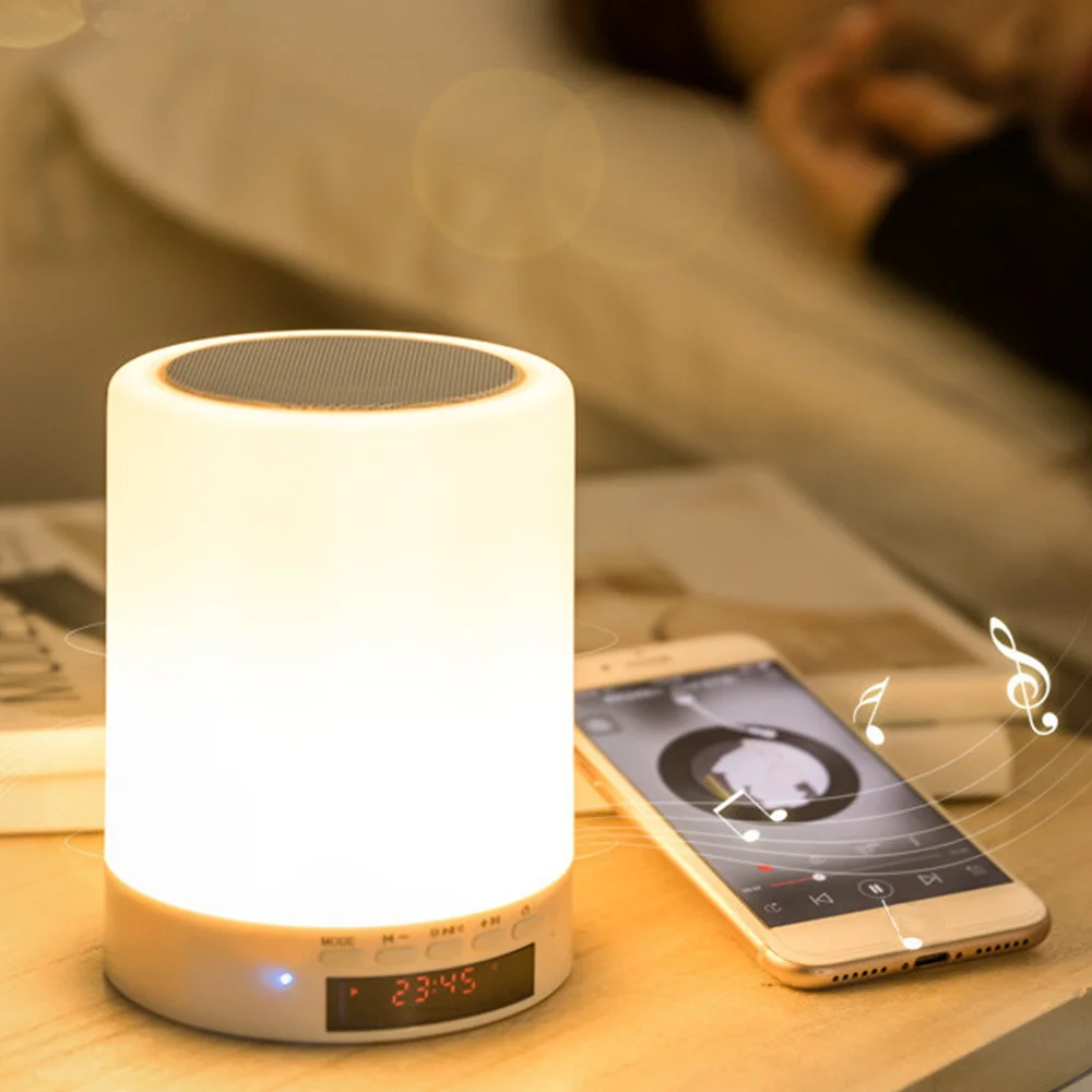 

Touch Control Alarm Clocks Wireless Bluetooth Speaker Night Lights Digital Alarm Clocks LED Wake Up Light Table Clock Home Decor