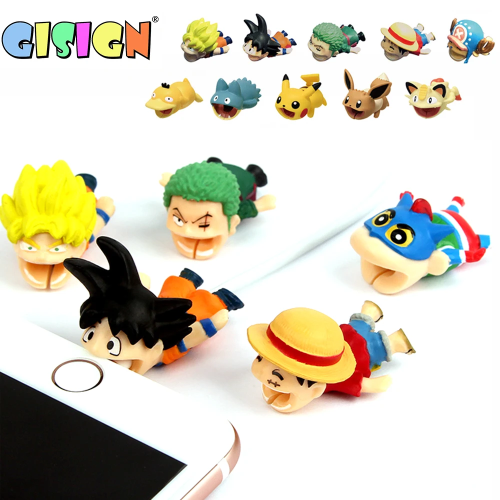 

1PCS Anime Cable Bite Cable Protector Cartoon Protege Cable Stitch One Peace LUFFY Chopper Goku Pokemon Doll Model Funny Toys